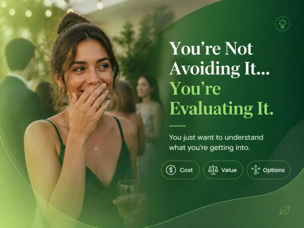 Concerned woman with loose veneer, seeking dental advice and evaluation.