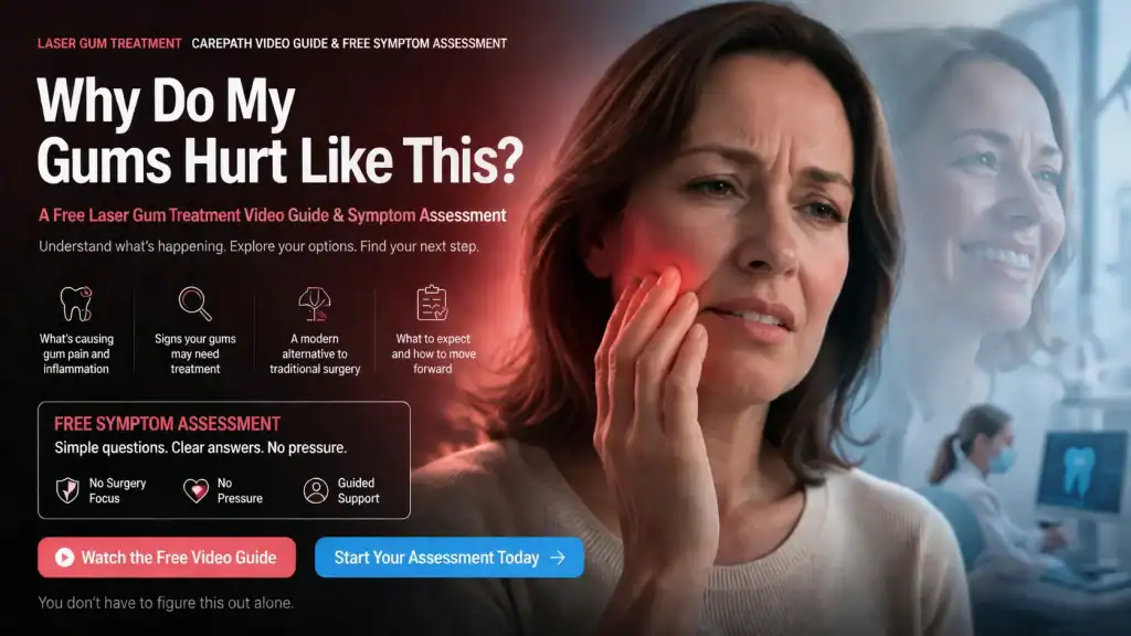 Painful gums and dental discomfort due to periodontal issues, seeking laser treatment options for re.