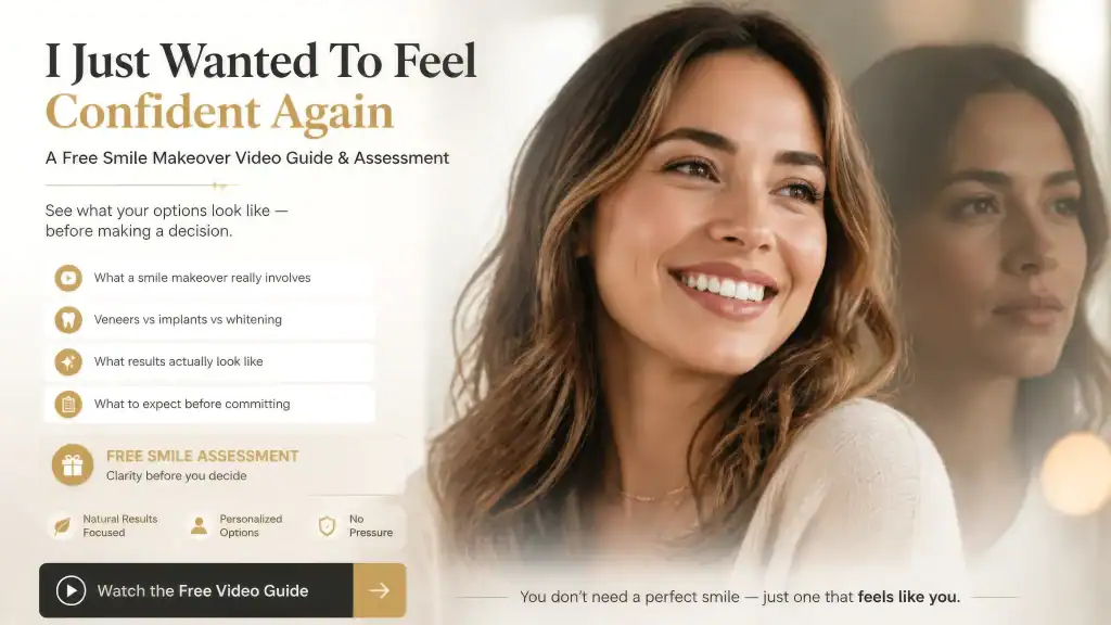 A woman smiling confidently after dental treatment, promoting periodontal care and smile makeovers.