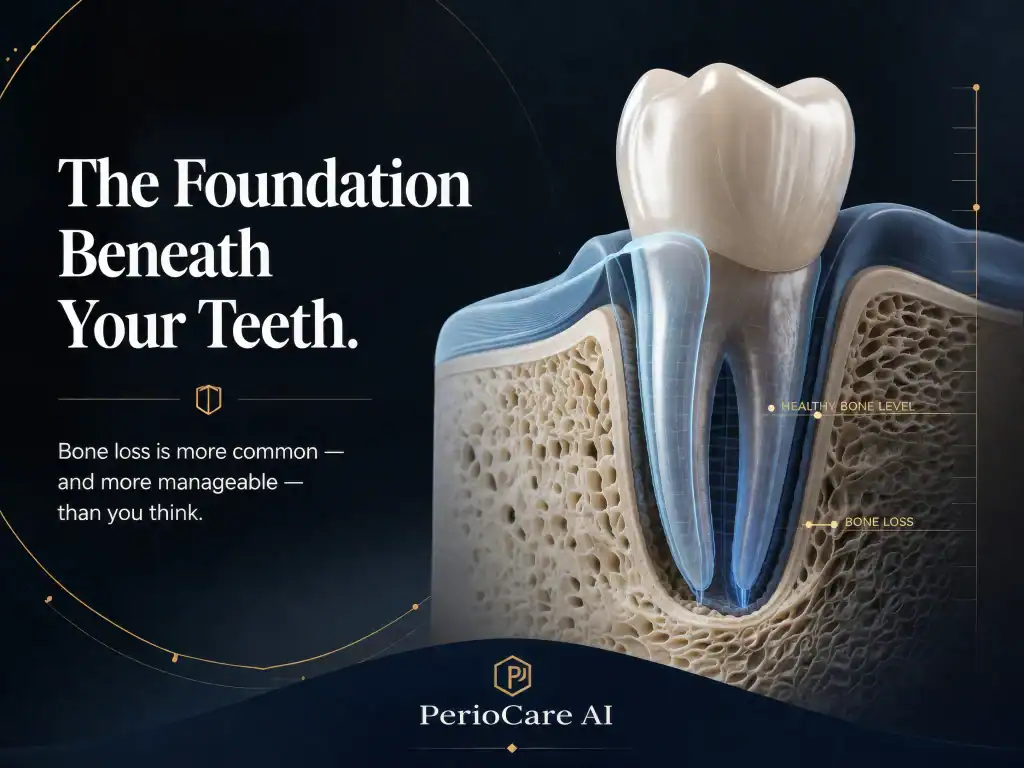 Dental cross-section showing healthy tooth and bone structure for gum health.