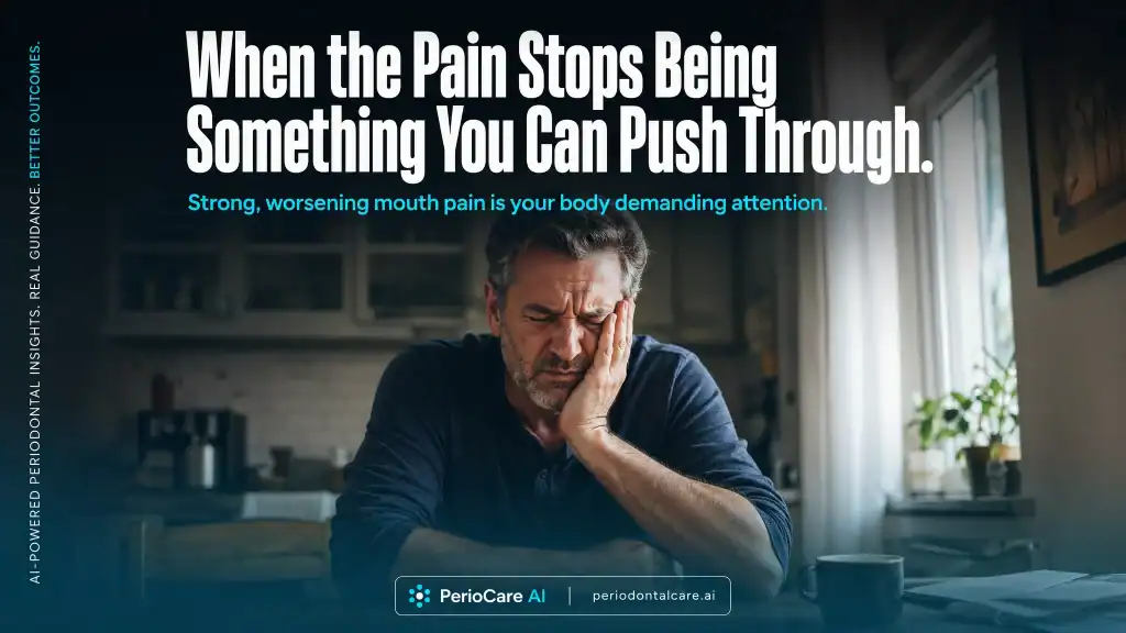 Man experiencing mouth pain, seeking dental care solutions.