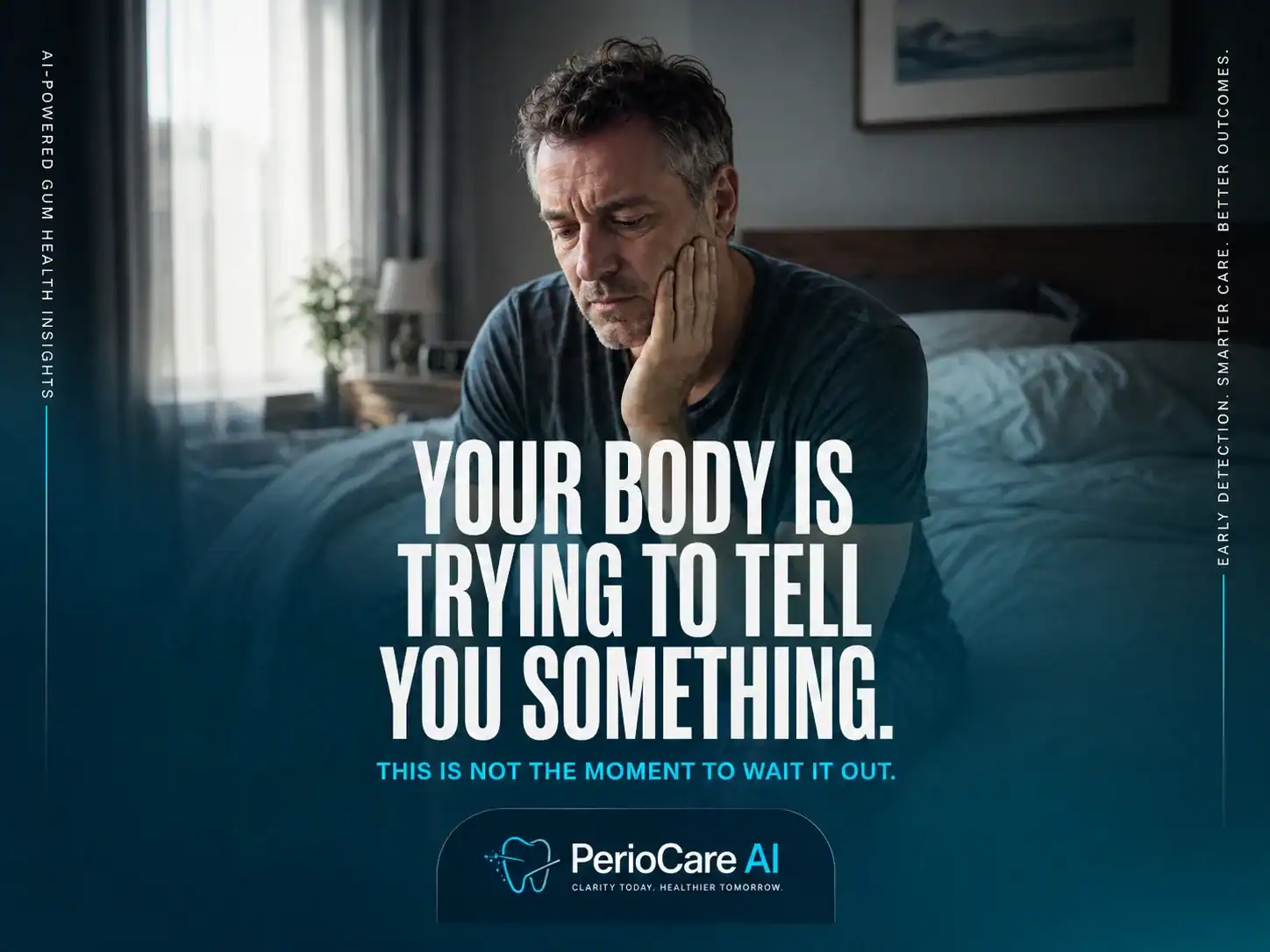 Man experiencing dental discomfort, highlighting the importance of periodontal health.